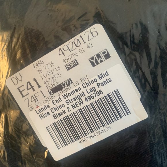 NWT LANDS' END WOMEN'S MID RISE CHINO PANTS STRAIGHT LEG BLACK 2 & 2P (PETITE) - Picture 6 of 15